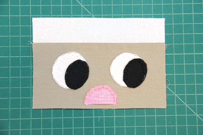 Stitching around eyes and nose