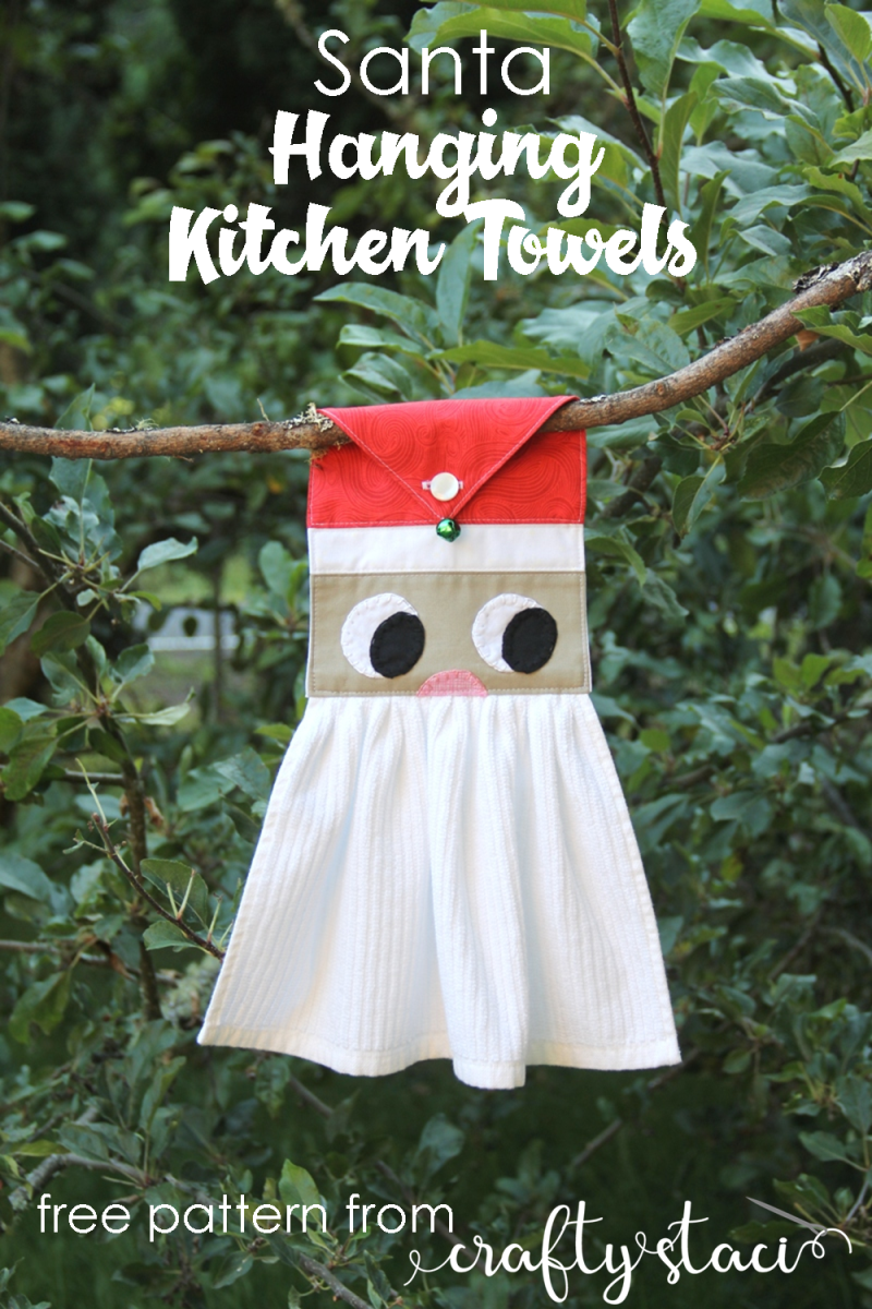 Santa Hanging Christmas Towel from Crafty Staci #sewingforthekitchen #christmassewing #santacrafts #christmasinjuly