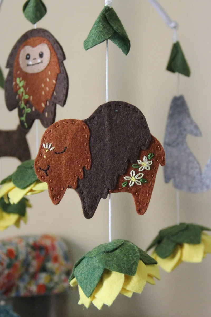 Buffalo on crib mobile from Crafty Staci