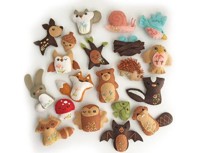 20 piece woodland creatures felt animal patterns from little deer