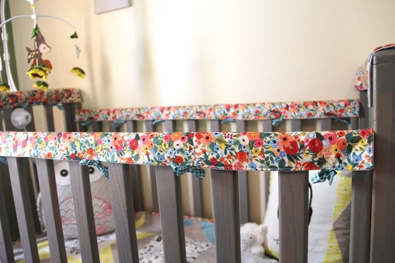 Crib rail guards in place