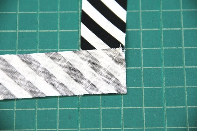 Angled seam to attach two strips