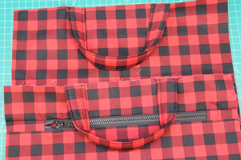 Stitch handles in place