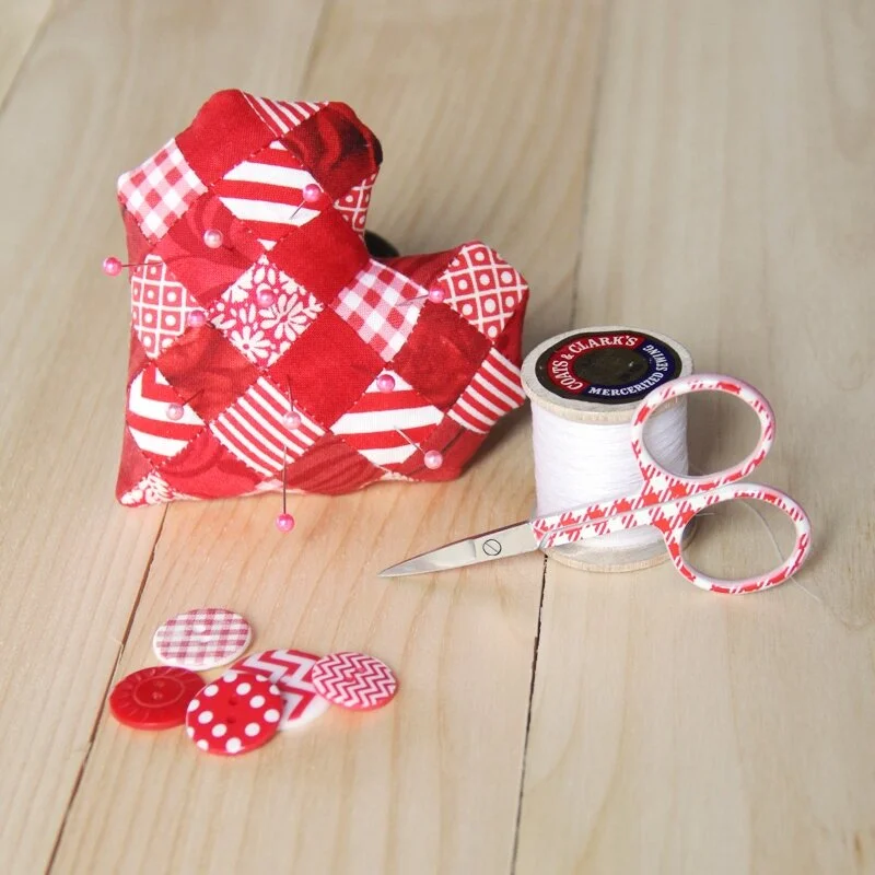 Patchwork Heart Pincushion from craftystaci.com