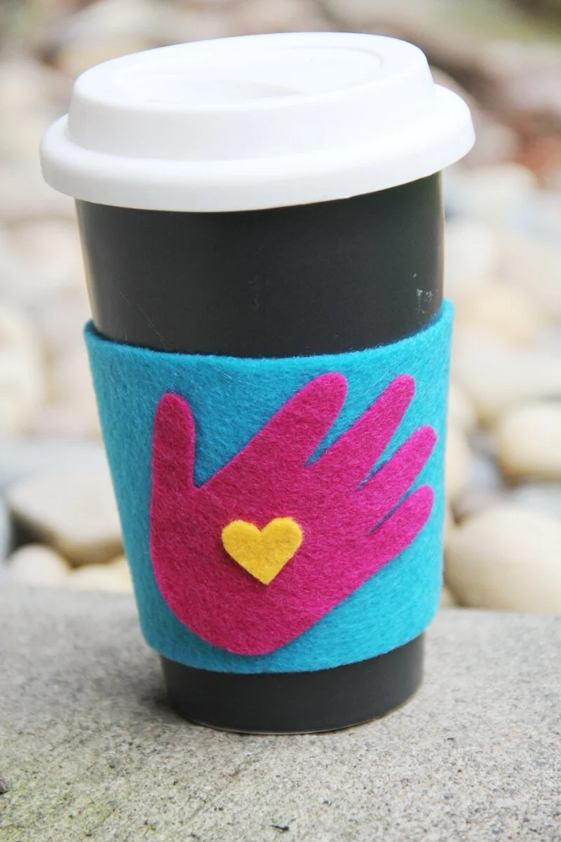Child's Hand Coffee Cozy from Crafty Staci