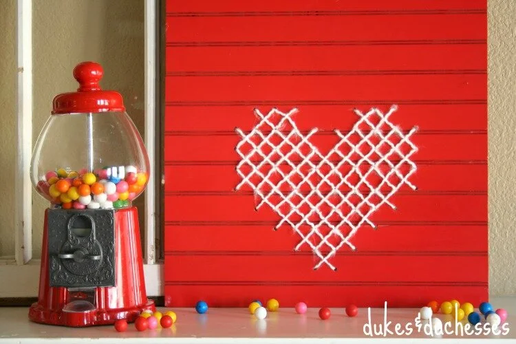 Cross-Stitch Wood Heart Sign from Dukes and Duchesses
