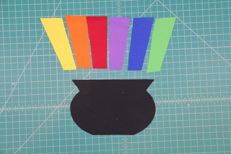 Pieces cut out for End of the Rainbow Mug Mat