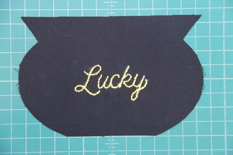 Embroidery completed on End of the Rainbow Mug Mat