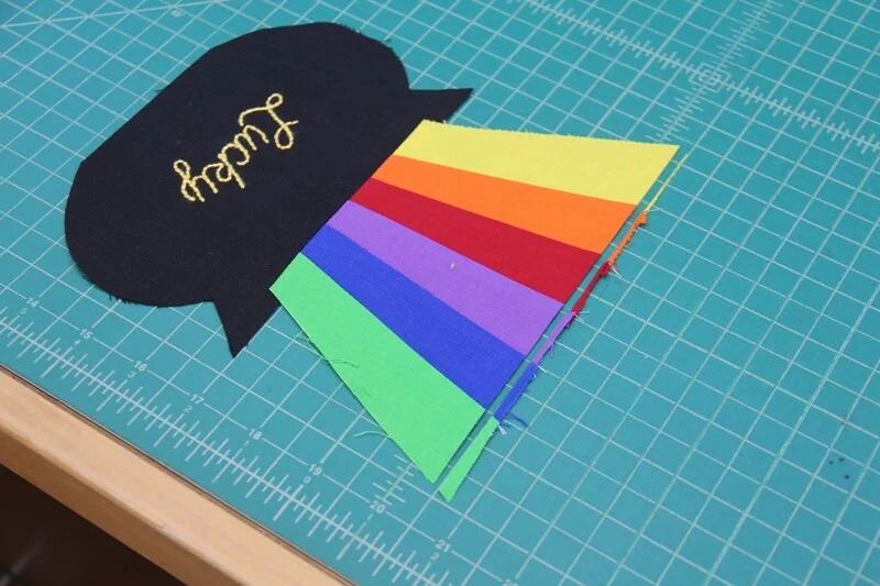 Trim upper edge of End of the Rainbow Mug Mat