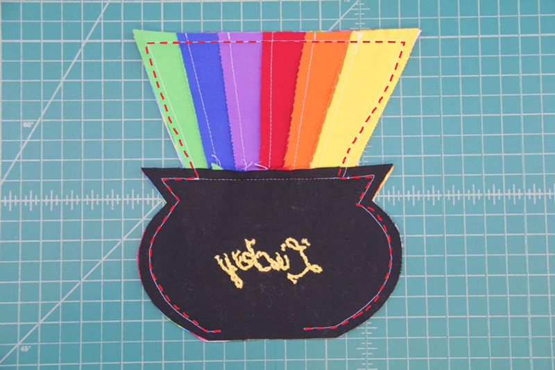 Stitching line to sew front to back