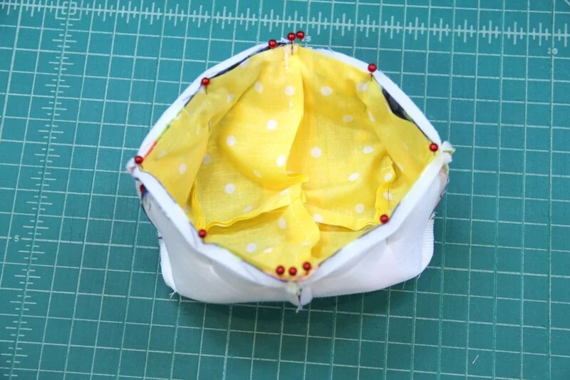 Lining pinned in place