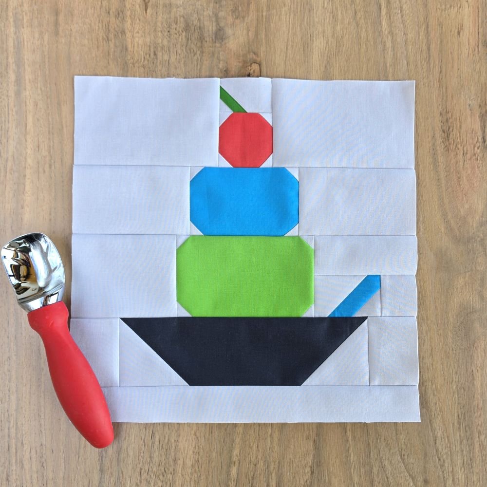 Ice Cream Sundae Quilt Block