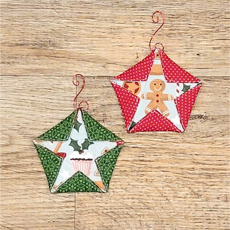 Fabric and Felt Star Ornaments - Auntie Em's Crafts