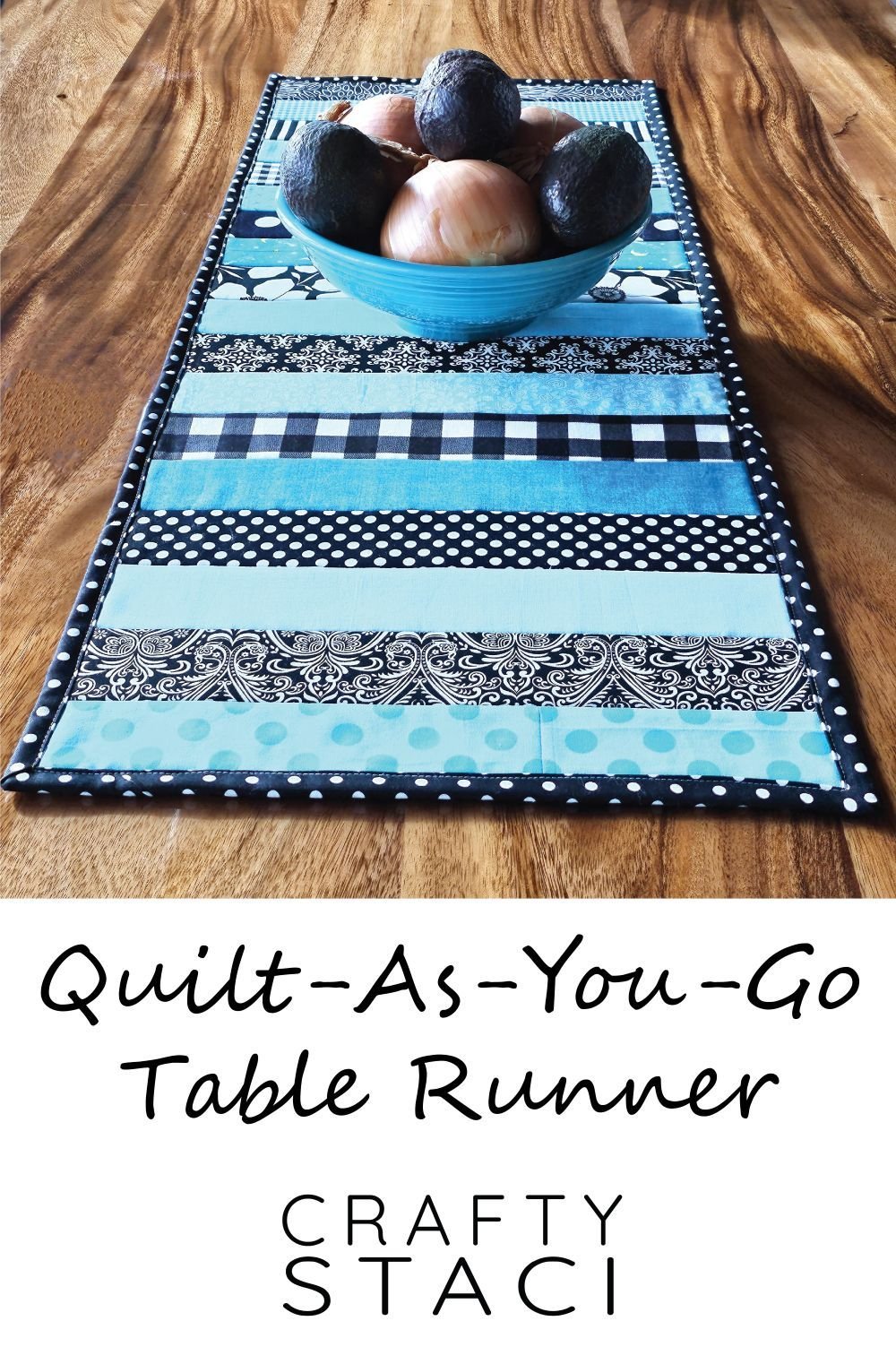 "Quilt-As-You-Go” is a Free Amish Quilted Table Runner Pattern designed by Staci from Crafty Staci!