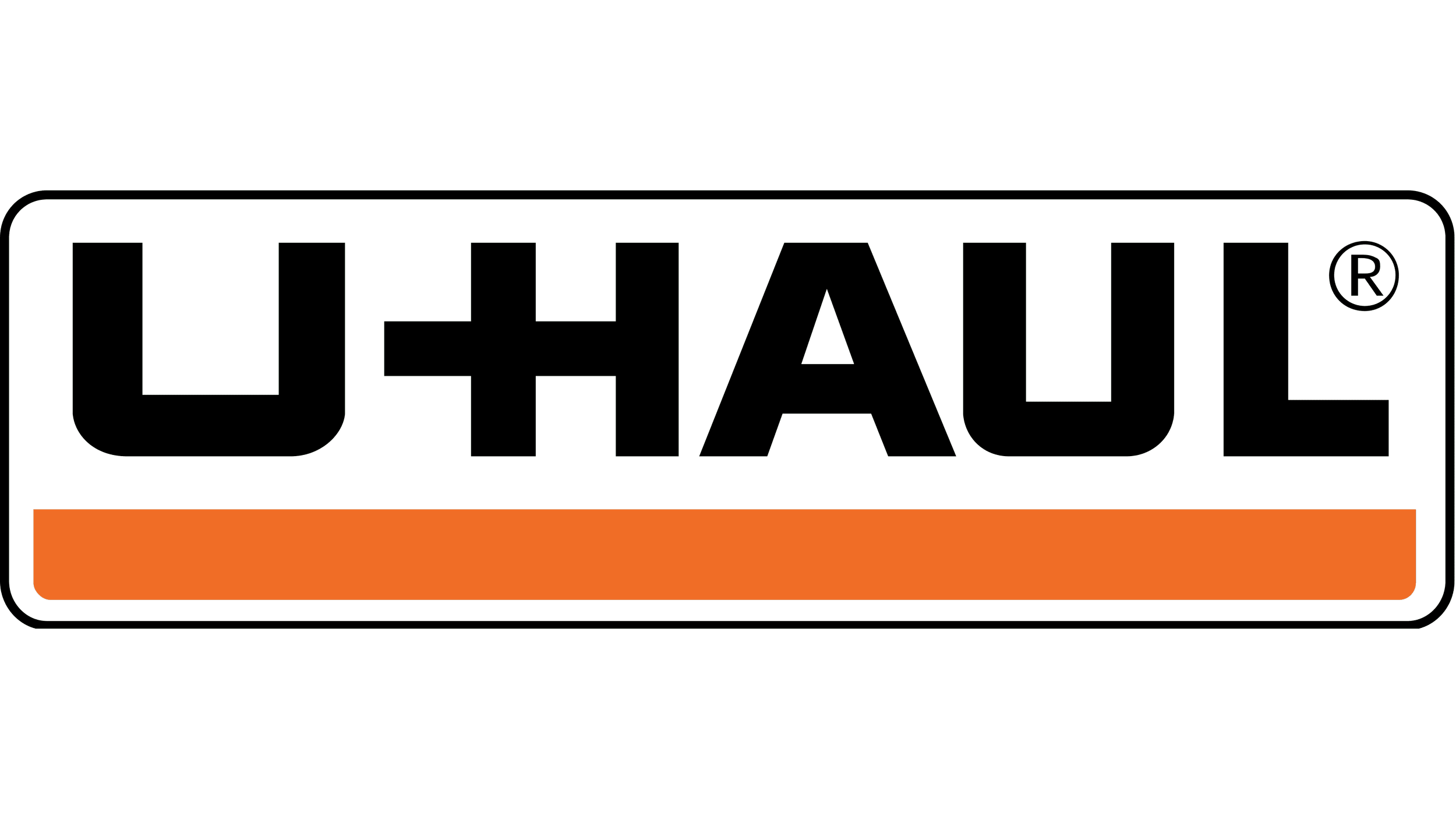 U-Haul logo with black text and an orange stripe below.