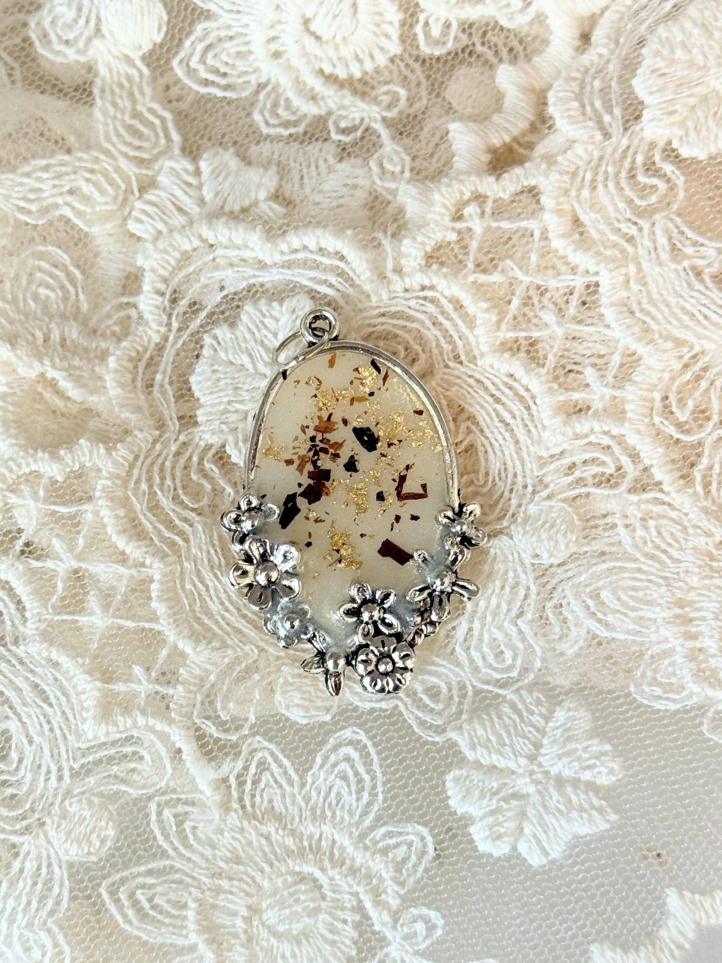 Large Oval Floral Pendant