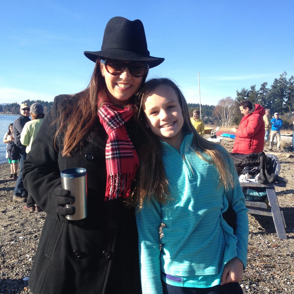  My daughter and me just before she takes the plunge. Please notice how wisely I am dressed as the Family Photographer! 