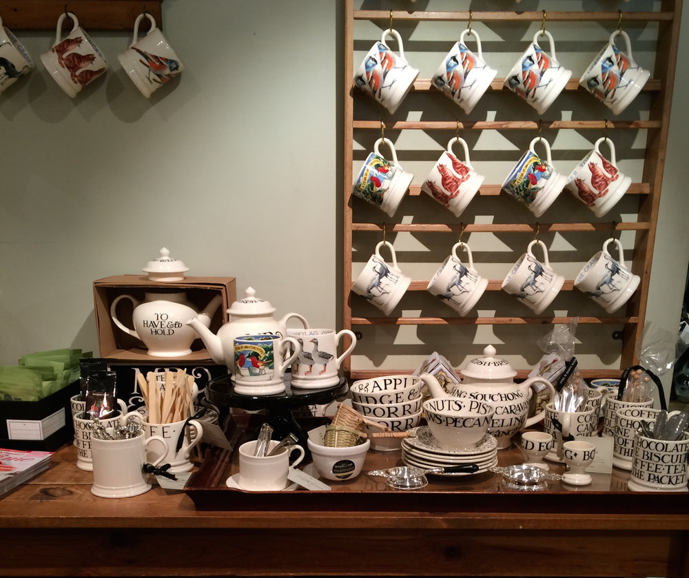  I adore these cups and pots by Emma Bridgewater. Along with tea, sugar cube tongs, and a silver tea strainer, they make the perfect gift. 