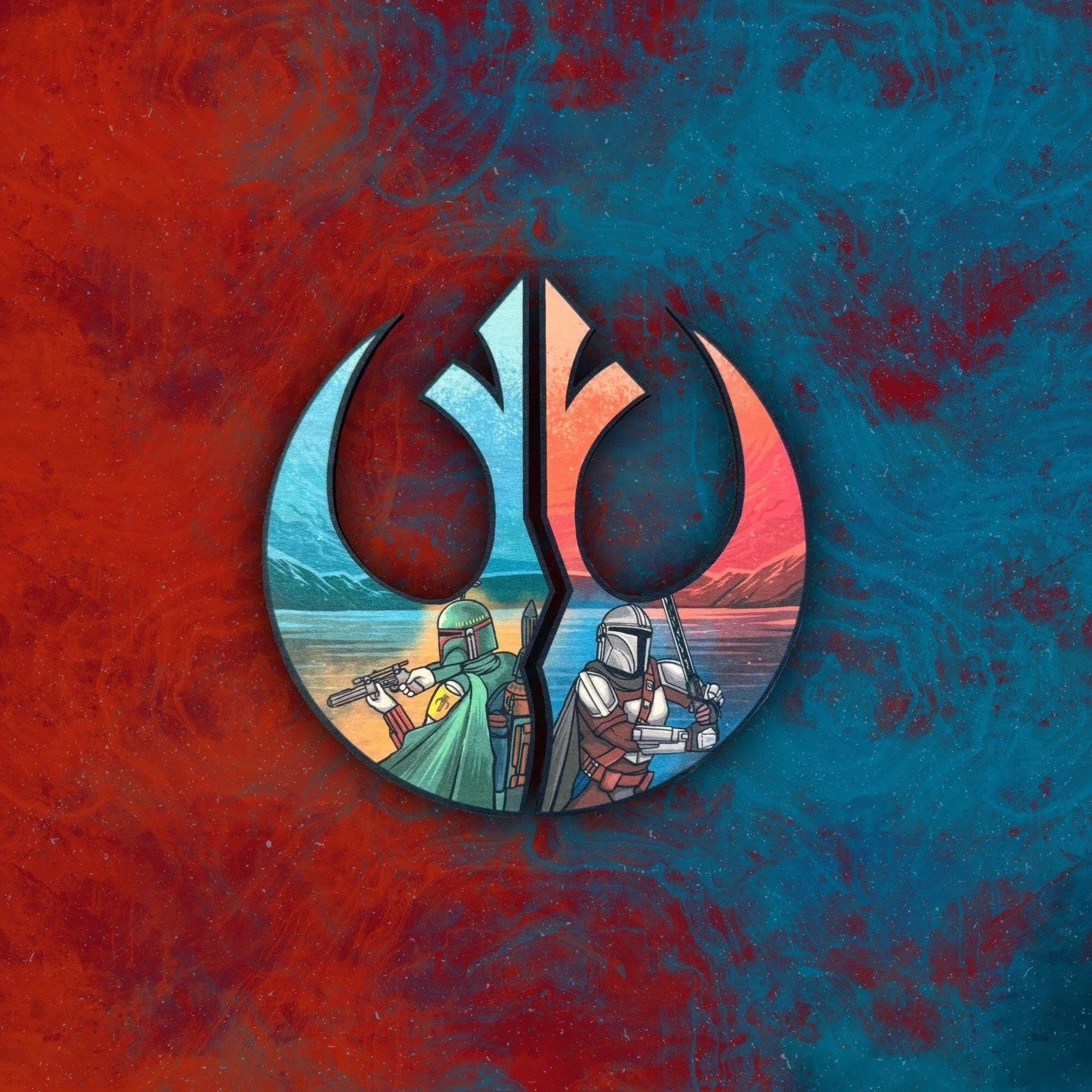 Wooden Icon Starbird Patch Set V3 - Boba Fett v. Mando