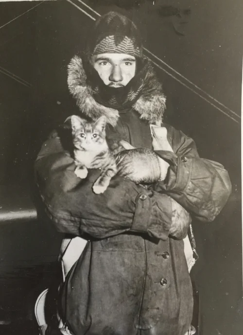 Johnny Starr and Cat. (Photo by Acme Newspictures, 12/17/1931. Photographer unknown. Scanned from a print in my personal collection.)