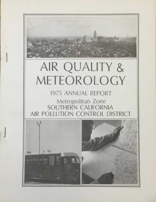 Would a mobile lab, isobars and the city skyline persuade you that air pollution control worked? Image Source:
Normal
0
false
false
false
EN-US
JA
X-NONE
/* Style Definitions */
table.MsoNormalTable
{mso-style-name:"Table Normal";
mso-tstyle-rowband-size:0;
mso-tstyle-colband-size:0;
mso-style-noshow:yes;
mso-style-priority:99;
mso-style-parent:"";
mso-padding-alt:0in 5.4pt 0in 5.4pt;
mso-para-margin:0in;
mso-para-margin-bottom:.0001pt;
mso-pagination:widow-orphan;
font-size:10.0pt;
font-family:"Times New Roman";
mso-fareast-language:JA;}
Southern California Air Pollution Control District, Air Quality and Meteorology: 1975 Annual Report (Box 47, Collection 1675: “South Coast Air Quality Management District Records, ca. 1955-1983,” Archives and Special Collections, University of California, Los Angeles).