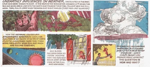 "Unearthly Influences on Weather," Our New Age. Text by Athelstan Spilhaus, drawn by Gene Fawcette. First published February 26, 1967. Image from the collection of Ger Apeldoorn, posted at The Fabulous Fifties . 