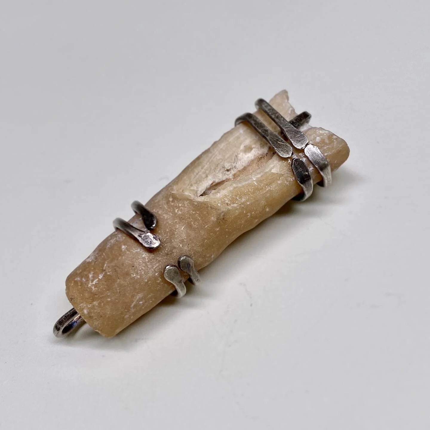  Silver, patina, found stone.  Handmade Pendant  2019 