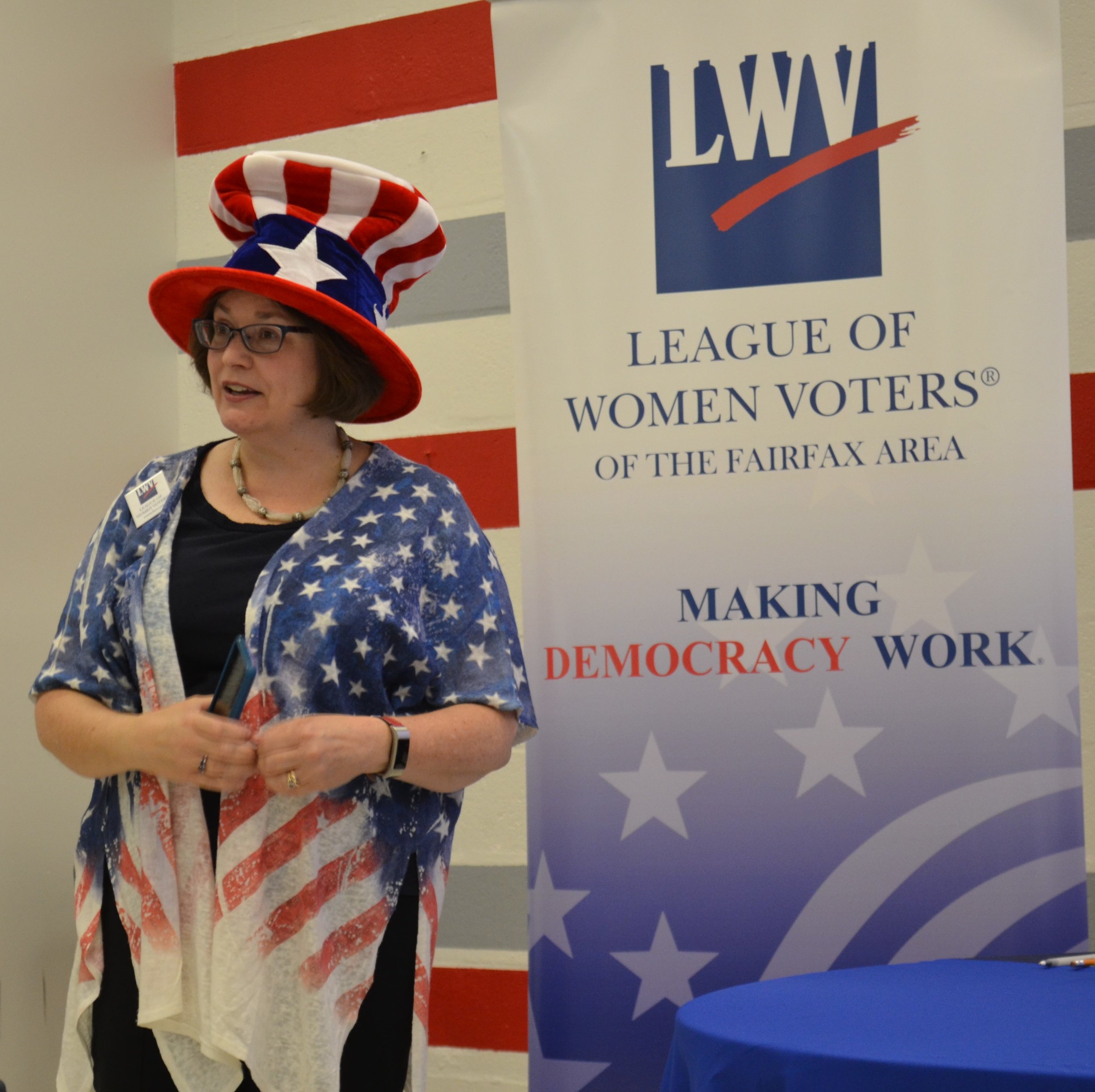 Beth Tudan decked out in Uncle Sam Top Hat.jpg