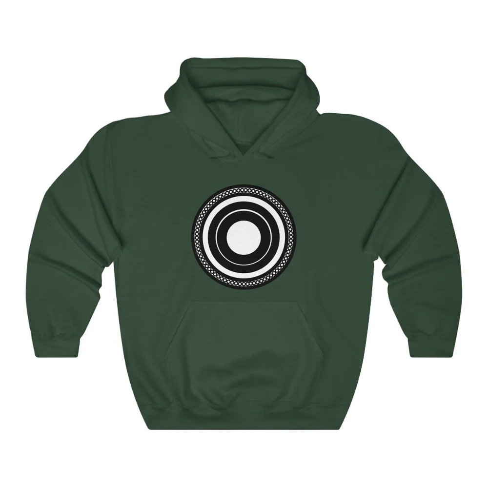 Circle Record Vinyl Black Hooded Sweatshirt — The 16oz. Canvas