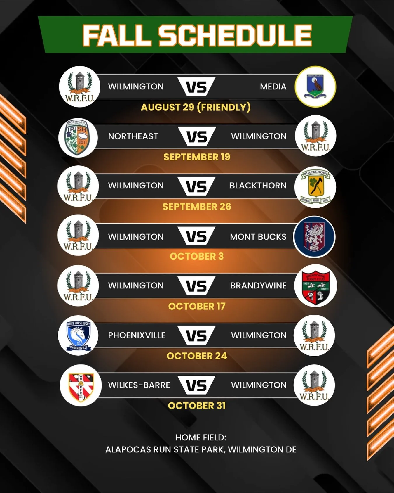 Fall 2026 schedule! Ready for a fantastic season.