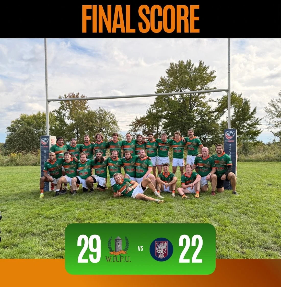 Another win on the books! A great day of rugby debuting our new kits courtesy of @manasportsco. We had 5 different try scorers today - congrats to Dean, Tony, Kev Hall, Ethan C, and our Man of the Match, Gabe!