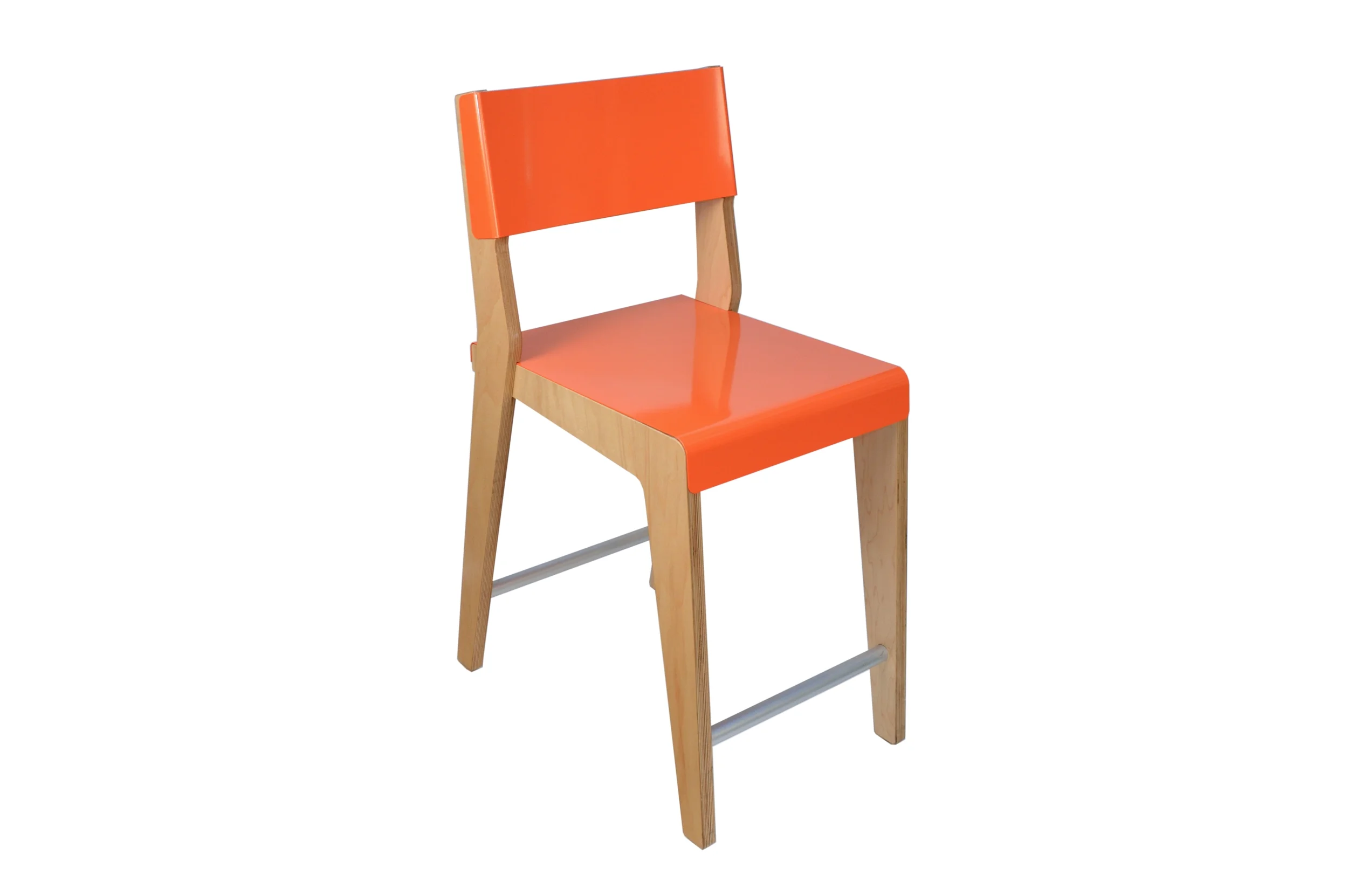Lock Counter Stool, Maple, Orange, Front.jpg