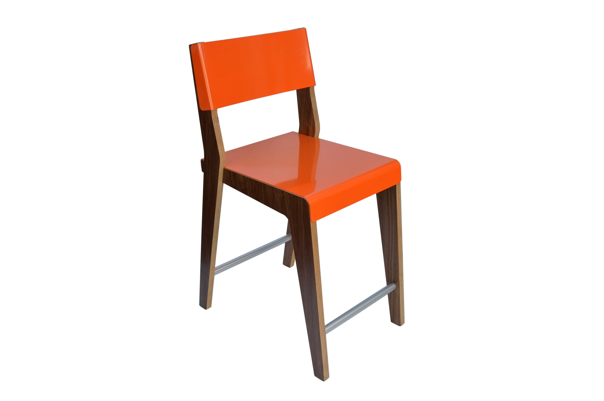 Lock Counter Stool, Walnut, Orange, Front.jpg