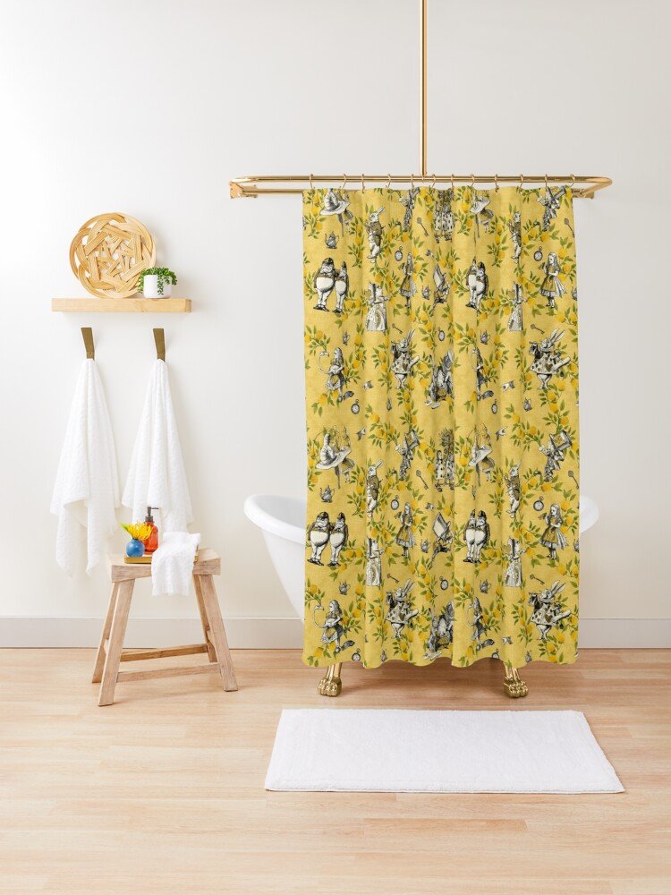 Wonderland Yellow Shower Curtain.jpeg