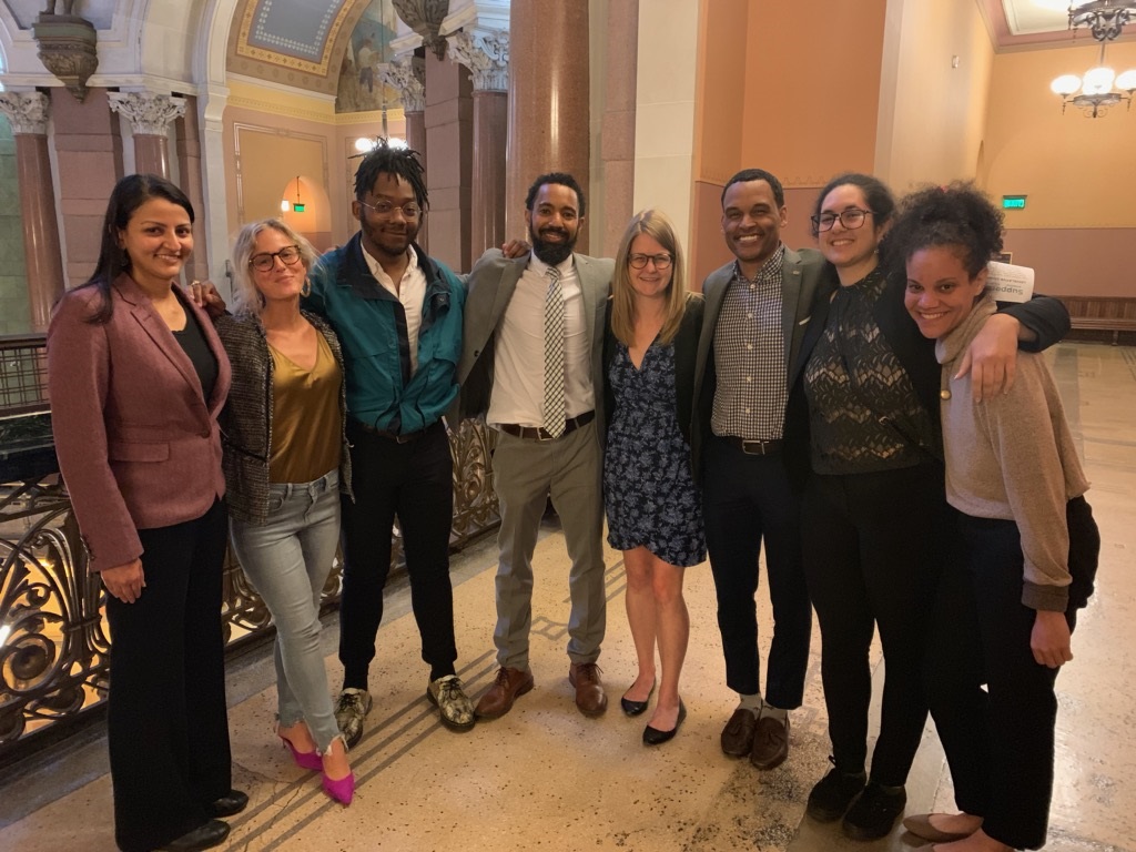 Advocates with Chicago Lawyers’ Committee and Chicago Votes gather in Springfield, Illinois to lobby for passage of House Bill 2541