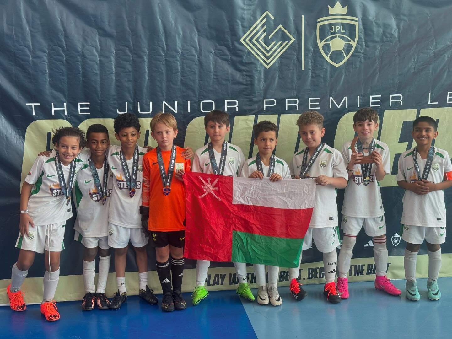 ESG Football Academy Elite U9 boys capped off a fantastic weekend in Abu Dhabi by bringing home the plate cup at the last series of this season&rsquo;s @jpl.gcc Cup.
In what was a very tough weekend,  the boys performances did not go unnoticed playin