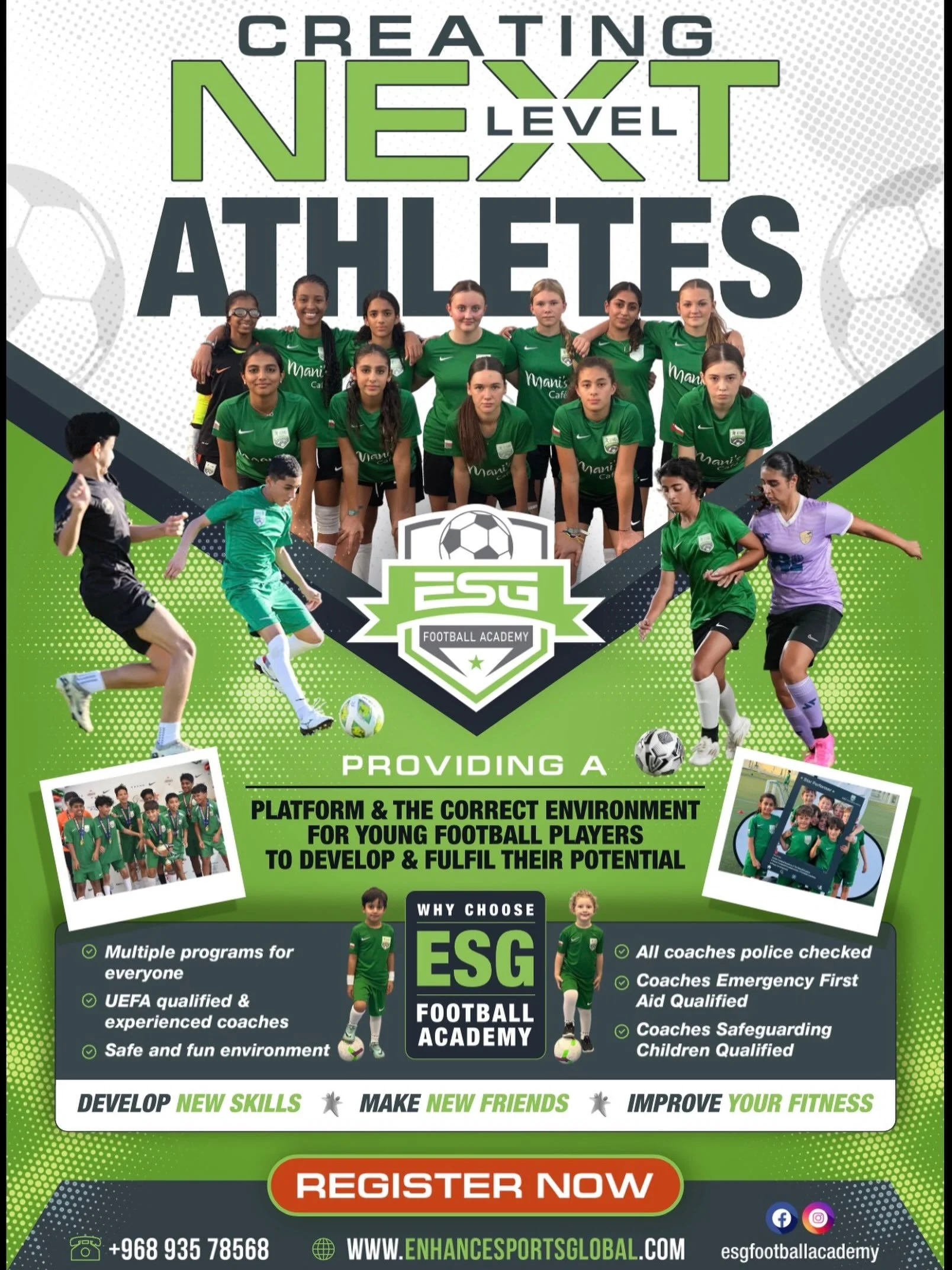 ESG Football Academy!
We are quietly gearing up for what is going to be a big 2026/2027 season.
Are you ready!!!!!!!!! 💚💪🏽 🇴🇲 ⚽️ 
#esgfootballacademy #omanfootball #thebeautifulgame⚽️ #lovefootball #playerdevelopment.