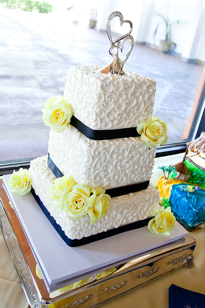 My beautiful budget friendly wedding cake! I didn't need a three tier but it was what I always wanted for my wedding cake and it came in under budget with delivery!