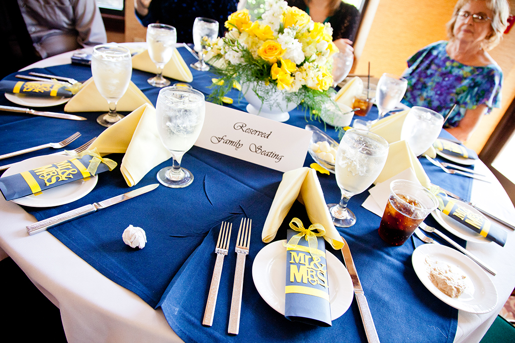 Here are the white spray painted vase I found and our table set up through the venue! And a lovely shot of my grandmother. :)