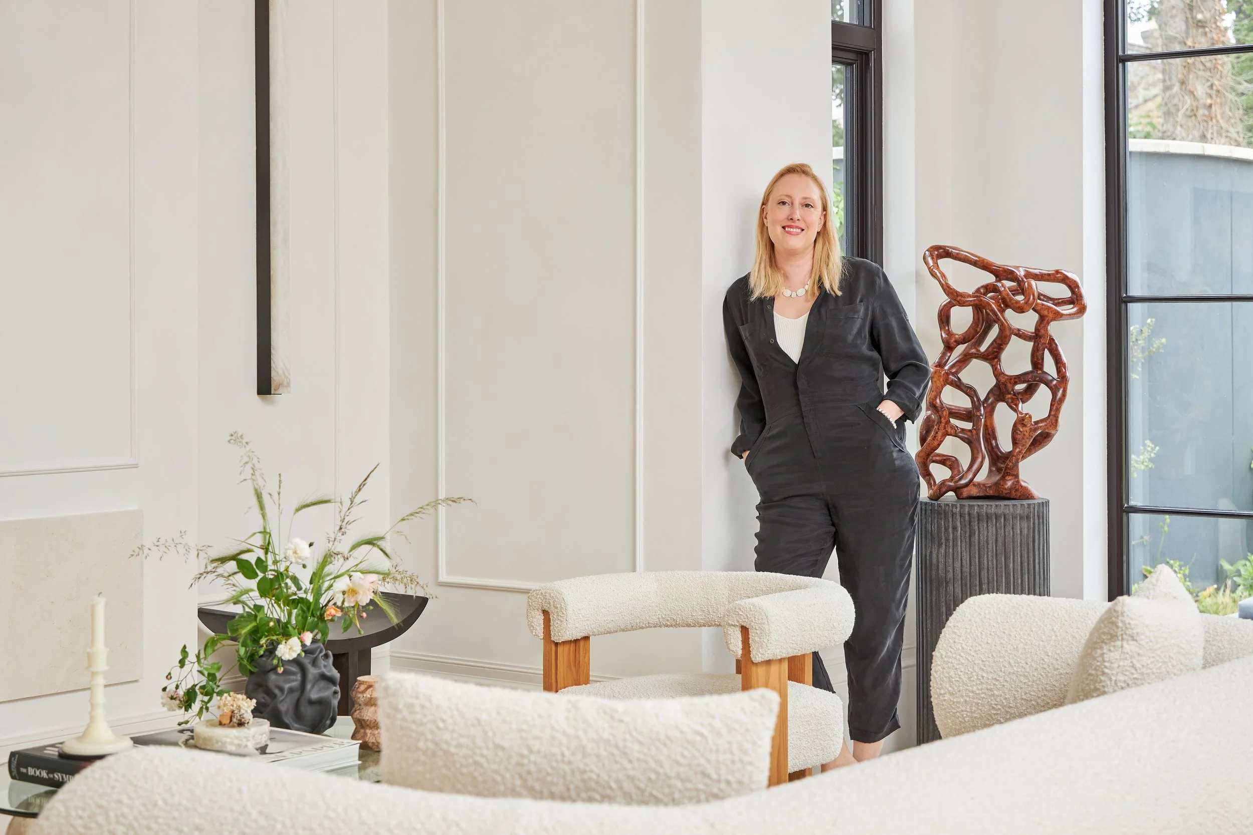 Photo of VEVES founder Victoria Spencer-Eves on site at her Victorian Villa project