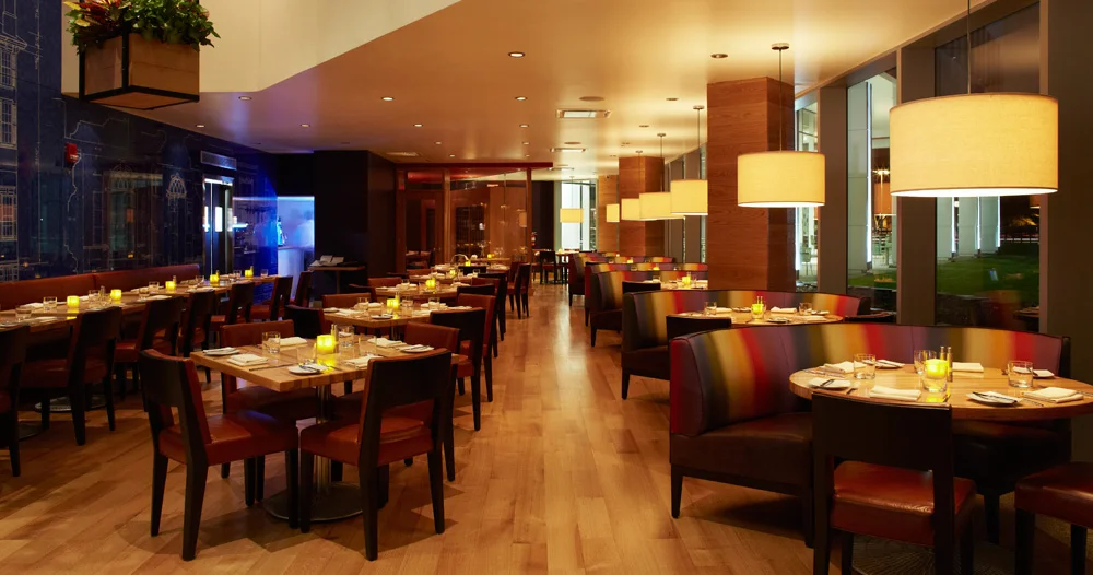 Dining room booths and seating layout
