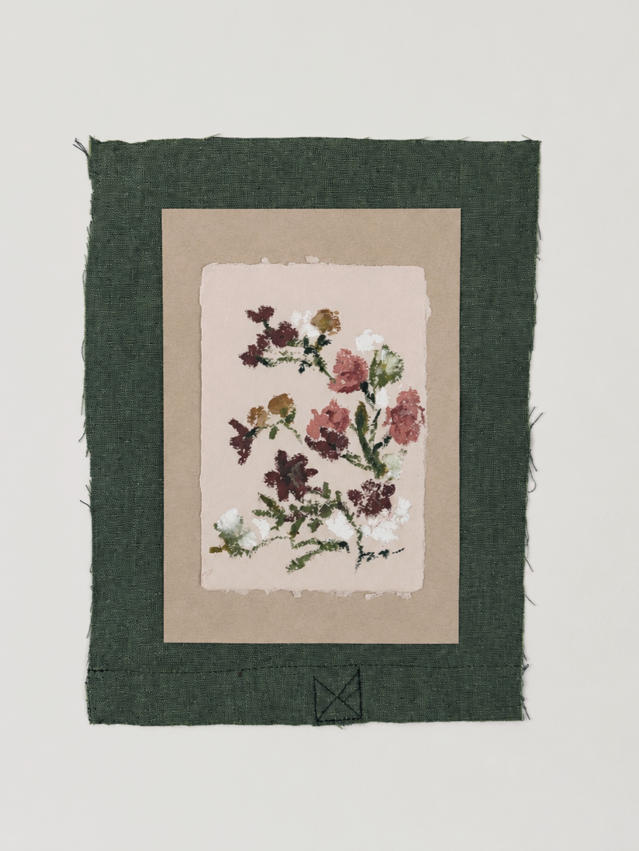 Chocolate Cosmos + Olive Green Fabric