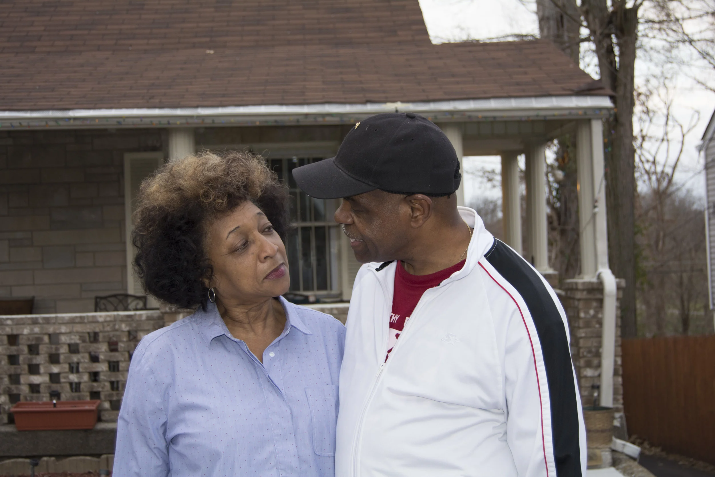 "We've been here for 47 years. We love the area. We're right next to the golf course and near the parks. We really enjoy the area in which we're in. We met at the movies. That's when he let me know that he knew who I was. I didn't know him We were in class together, in college. He was in my math class, clownin! I was afraid of him and I made sure that I sat in the front. He was in back in the back with his friends and they gave the professor the blues. I was poor and dignified. I was a poor girl but I carried myself like a lady." - Walter & Pernilla Smith, Shawnee