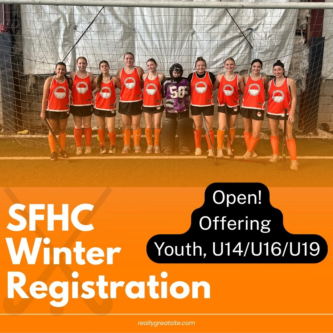 🏑 SFHC Winter Field Hockey is Back! 🧡

We can&rsquo;t wait to get back on the field!

💪 Winter Offerings:
&bull; Sunday Team Training (Youth, U14, U16, U19)
&bull; Monday &amp; Thursday Skills Training (7th&ndash;12th)
&bull; Home &amp; Local Play