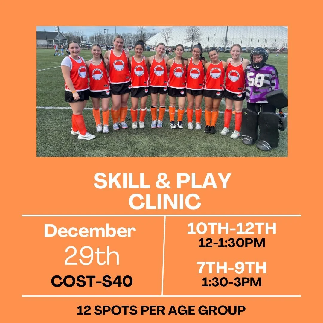 Winter Break Skills &amp; Play Clinic ❄️

Level up your field hockey game over winter break! 

Each session includes:
🏑 45 minutes of skill development
🏑 45 minutes of gameplay
Total: 1.5 hours

Goalies:
45 minutes of goalie-specific training
45 mi