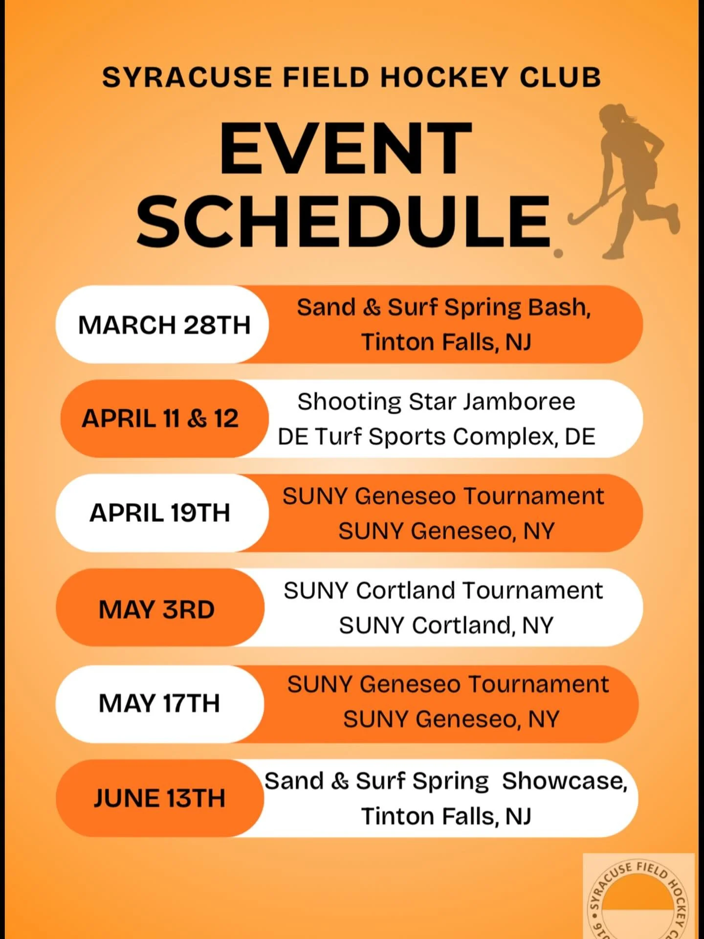 It&rsquo;s TOURNAMENT season!!

We can&rsquo;t wait to play!! 🧡🤍🏑