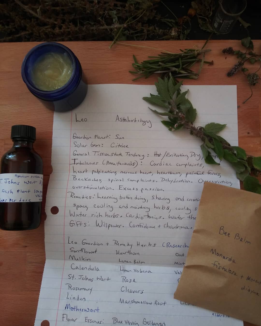 Personalized letter detailing zodiac planet aligned herbalism.