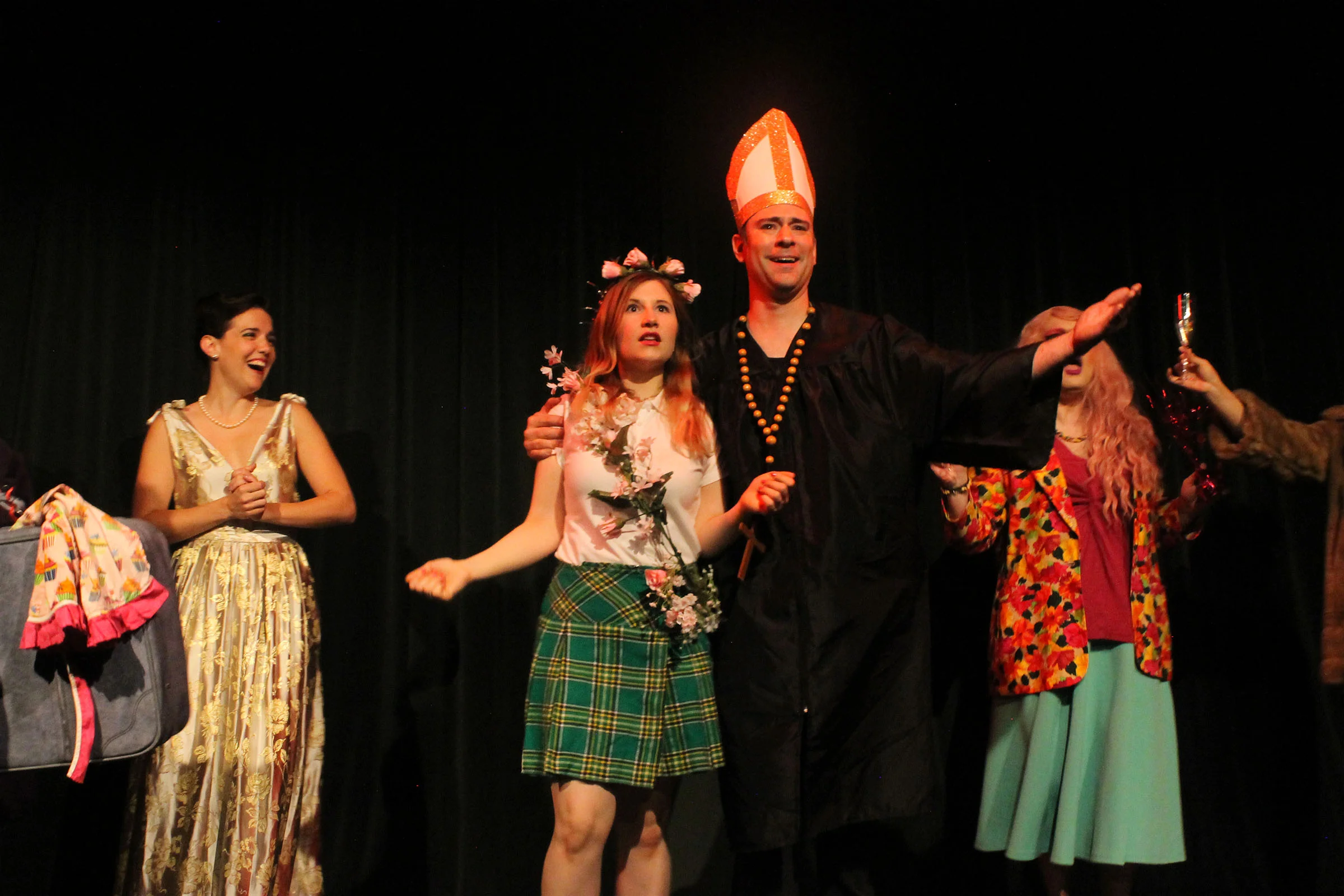 Ellen Kirk as Mother, Emma Carter as Mary Sue, Damian Blake as Father Reggie and J. Will Fritz as Ms. Higherarc.