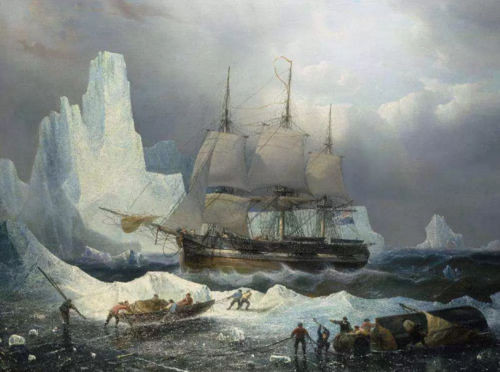 A painting HMS Erebus in the Ice, 1846, by Francois Etienne Musin, 19th century.