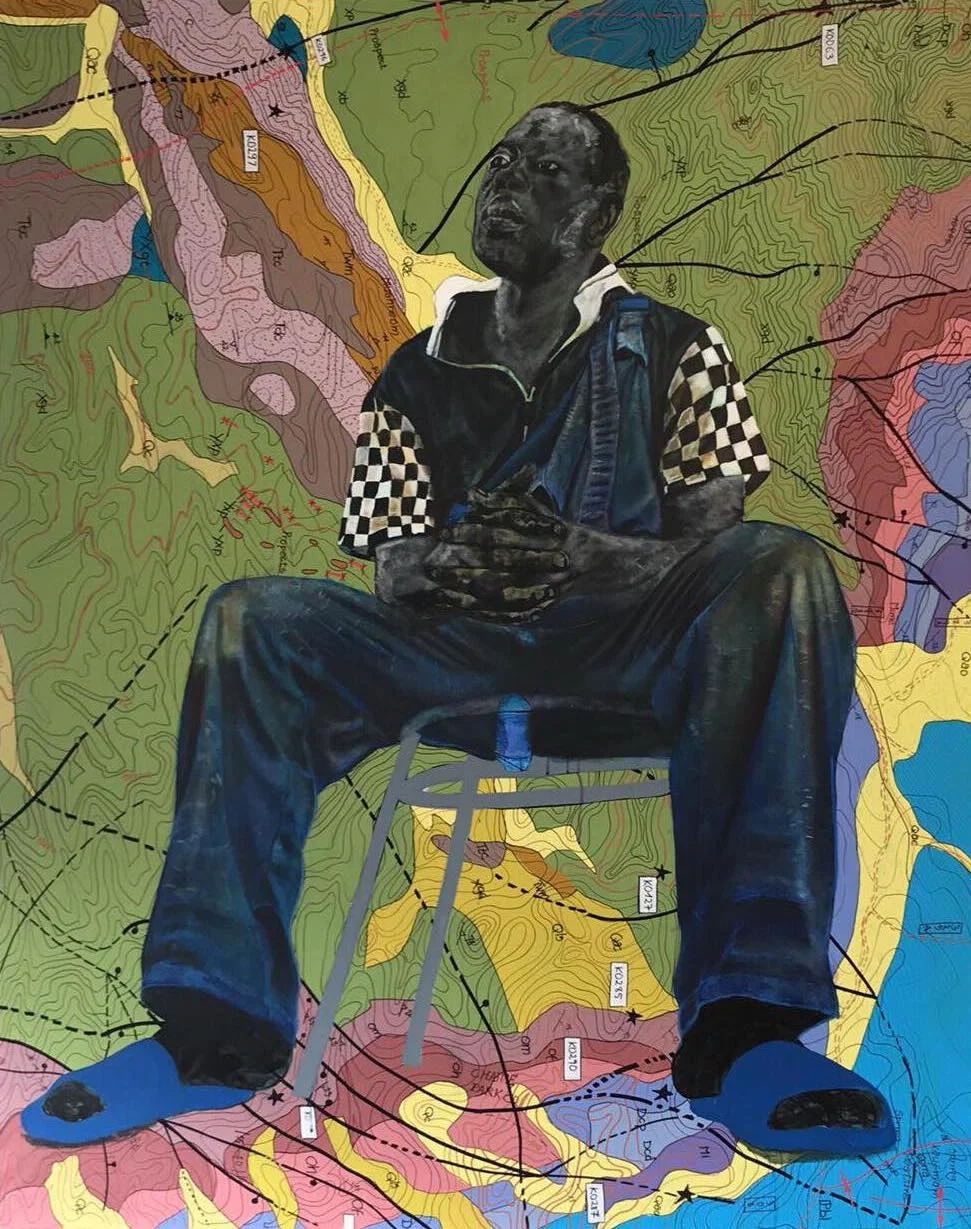 JEAN DAVID NKOT Cartographie mentale, 2017 162 x 130 cm, Encre de chine, acrylique et posca sur toile